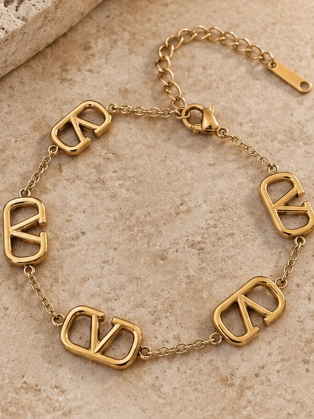 💧Waterproof Designer Inspired Gold Logo Station Bracelet